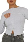 Bleach Grey Ribbed Molly Button Through Top