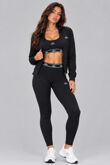 Black Contrast Printed Banded Waist Three Piece Gym Set
