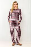 Wine Contrast Striped Molly Button Top and Wide Leg Trousers