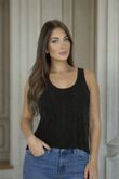 Black Sequined Dip Hem Top