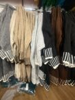 Casual Open Front Striped Details Mid Length Wool Cardigan