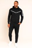 Black Contrast Full-Zip Hooded Tracksuit