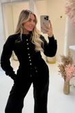 Black Snap Buttons Corset Fit Sweatshirt With Wide Leg Trouser