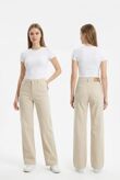 Beige High Waist Wide Leg Jeans