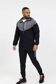 Black With Grey Softshell Hooded Windbreaker Jacket With Jogger