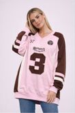 Pink Oversized Athletic Slogan Varsity Sweatshirt