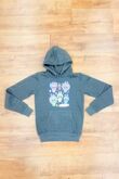 Charcoal Oversized Printed Pullover Fleece Hoodie