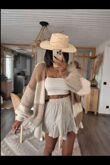 Long Sleeve Block Knitted Short Cardigan