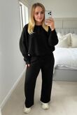Long Sleeve Relaxed Fit Glitter Dot Sweatshirt With Wide Leg Trouser