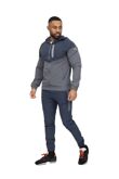 Slate Grey Gray Softshell Hooded Windbreaker Jacket With Jogger