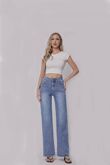 Blue Super Stretch Wide Leg Jeans
