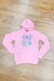 Pink Oversized Printed Pullover Fleece Hoodie
