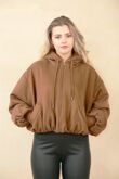 Chocolate Bubble Hem Zip Up Fleece Jacket