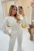 Bleach Grey Snap Buttons Corset Fit Sweatshirt With Wide Leg Trouser