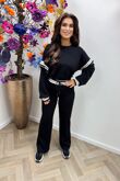 Oversized Striped Sleeves Sweatshirt With Trouser Co-Ord Set