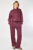 Wine Acid Wash Cross Patch Hooded Tracksuit