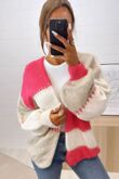 Long Sleeve Block Knitted Short Cardigan