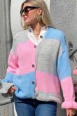 Block Colour Buttoned Front Knitted Cardigan