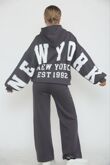Slate Grey Drop Shoulder NEW YORK Printed Hoodie With Trouser