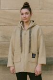 Oversized Teddy Fleece Hoodie With Leopard Print Drawstrings