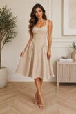 Chic Sleeveless Glitter Skater A-Line Midi Dress