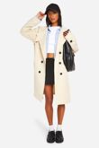 Beige Trench Belted Coat With Details Button