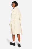 Beige Trench Belted Coat With Details Button