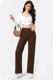 Brown Casual Straight Fit High Waisted Jeans