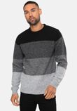 Black Color Block Crew Neck Knitted Jumper