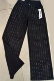 Black Wide Leg Studded Stripe Jeans