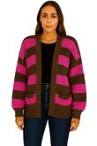 Long Sleeve Stripe Balloon Cardigan