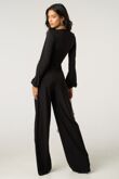 Black Plunge V Neck Wide Leg Jumpsuit