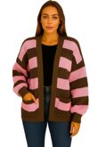 Long Sleeve Stripe Balloon Cardigan