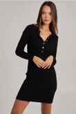 Job Lot Black Long Sleeve Gold Button Shirt Dress