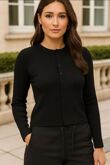 Black Ribbed Molly Button Through Top