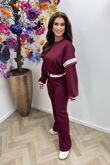 Oversized Striped Sleeves Sweatshirt With Trouser Co-Ord Set