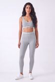 Grey Striped Printed Band Gym Crop Top And Legging Set
