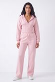 Pink Ribbed Corset Fit Hoodie With Straight Leg Trouser