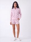 Pink Polka Dot 2 Stripe Zipped Sweatshirt With Short Set
