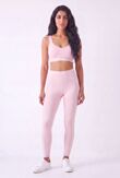 Pink Striped Band Gym Crop Top And Legging Set