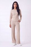 Long Sleeve Ruched Side Top With Single Seam Trouser
