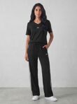 Black T-shirt Lounge Printed Co-ord Set with Wide-Leg Trousers