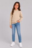 Beige Kids Casual Fleece Pullover Hoodie