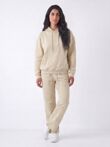 Beige Butterfly Embossed Hoodie Straight Leg Jogger