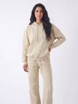 Beige Butterfly Embossed Hoodie Straight Leg Jogger