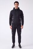 Black Softshell Inside Fleece Hooded Windbreaker Jacket With Jogger