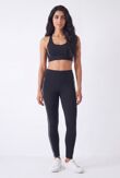 Black Sculpting Contrast Piping Crop Top And High Waisted Legging Set