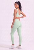 Mint Striped Band Gym Crop Top And Legging Set