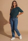 Teal Crew Neck Short Sleeve Fisherman Cardigan