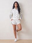 White Polka Dot 2 Stripe Zipped Sweatshirt With Short Set